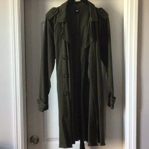 Green cotton trench coat